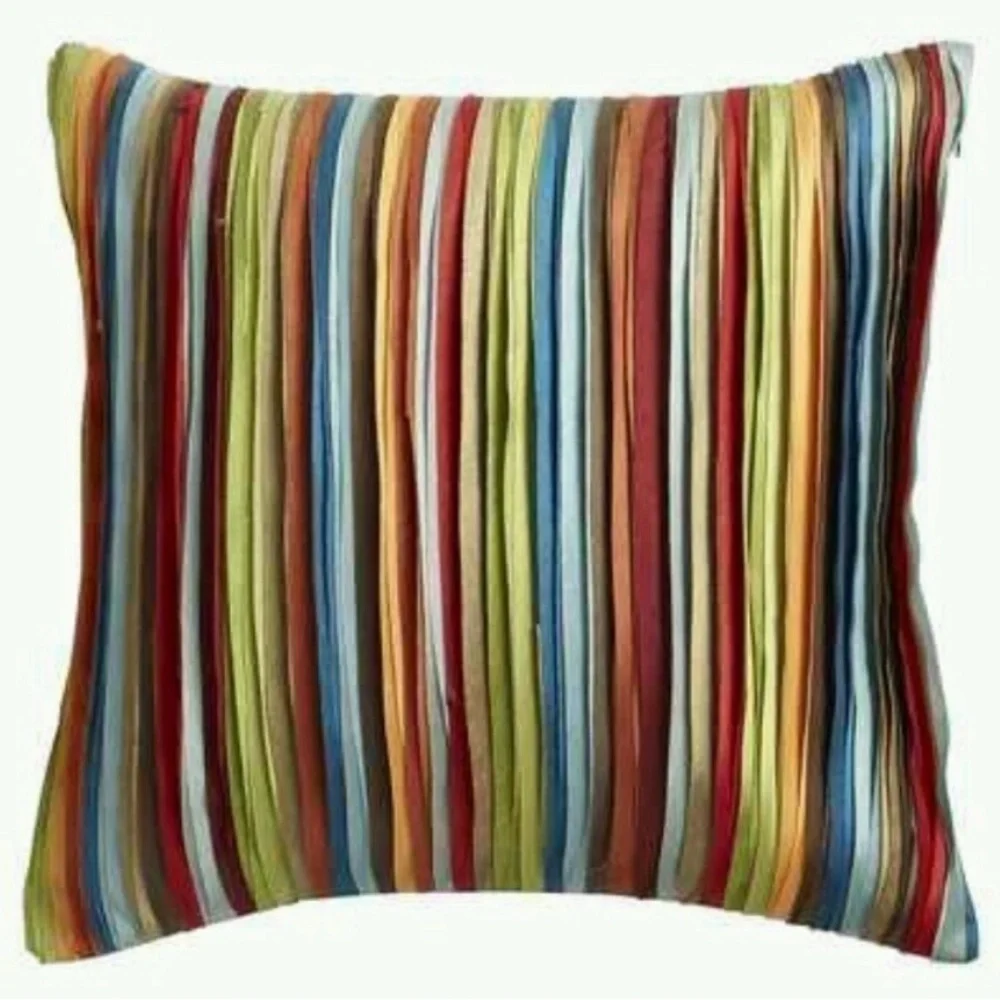 2 Pier 1 Imports Multicolored Stripe Decorative Throw Accent Pillows